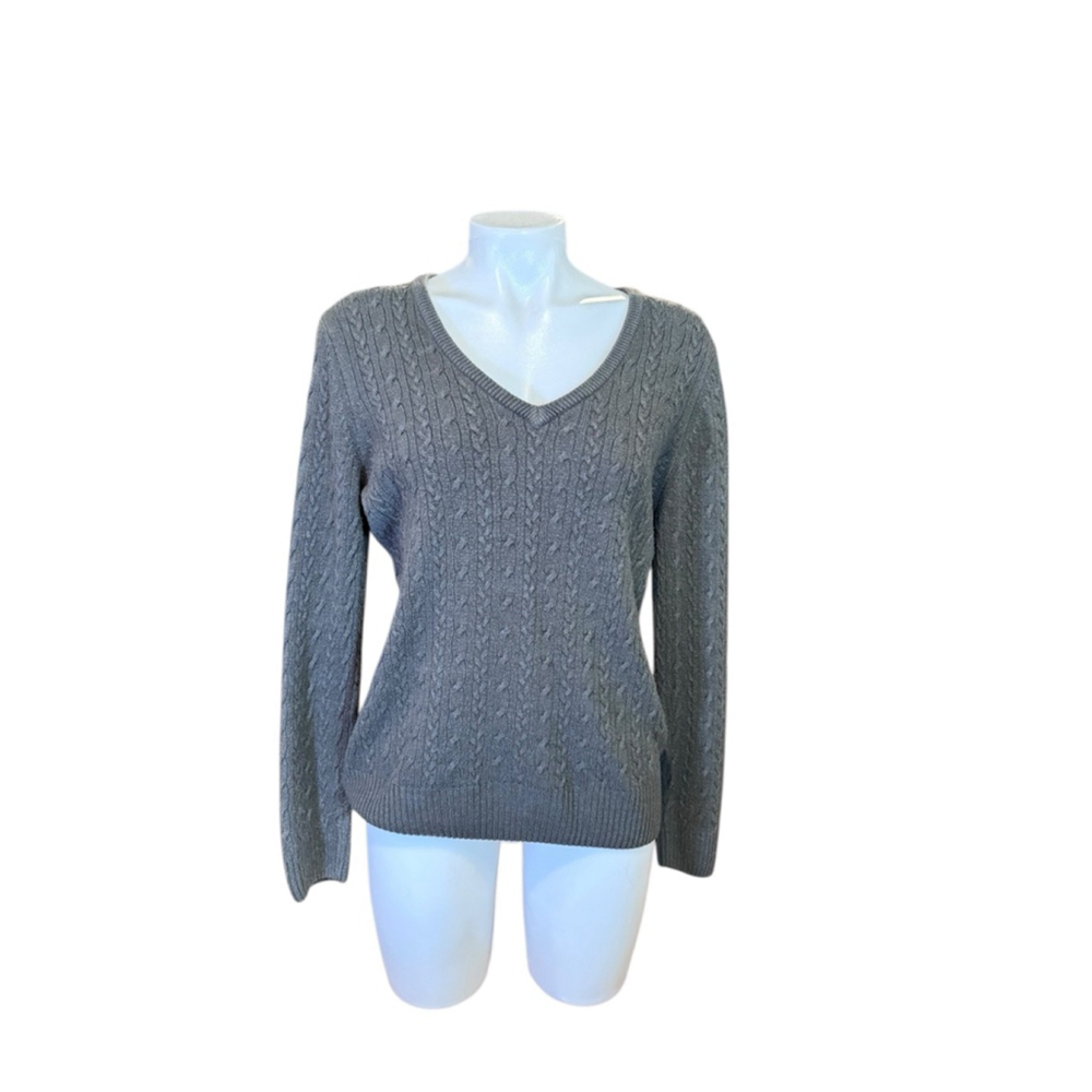 Women's Bass Sweater Size L Gray V-Neck - Picture 1 of 5